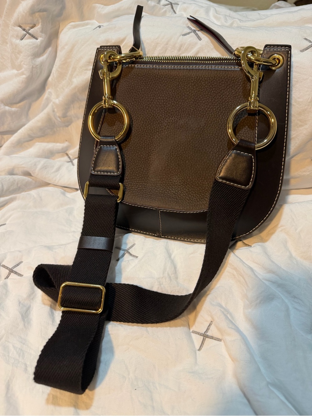 Carolina Herrera Dark Brown Monogram Castanuela Bag - Picture 9 of 17